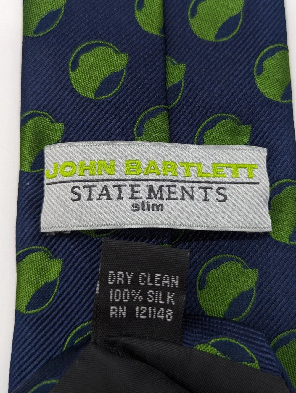 John Bartlett Statements Slim Blue Green Dog Silhouette Silk Men's Neck Tie